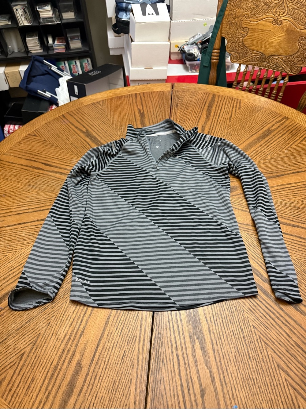 Black & Gray Striped Long Sleeve Pullover